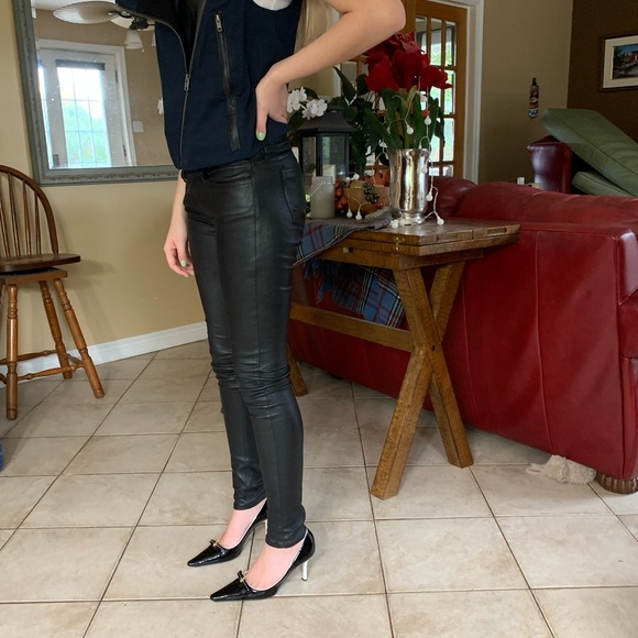 COPY - The Kooples 100% lambskin black leather leggings-size 26.EUC - Picture 10 of 14